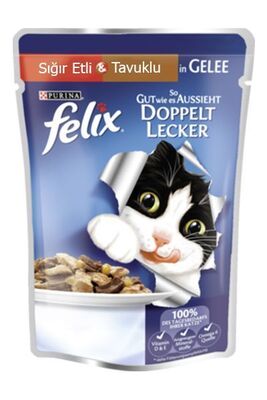 Felix Çifte Lezzet Sığır Etli ve Kanatlı Yetişkin Kedi Konservesi 85 Gr