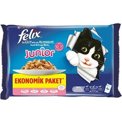 Felix - Felix Pouch Sığır Etli ve Tavuklu Yavru Kedi Konservesi 4x85 gr