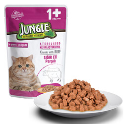 Jungle - Jungle Pouch Biftekli Kısırlaştırılmış Kedi Konservesi 100 gr