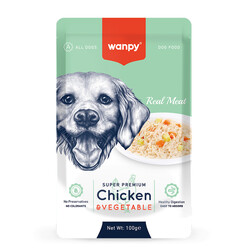 Wanpy - Wanpy Pouch Tavuk ve Sebzeli Köpek Konservesi 100 gr